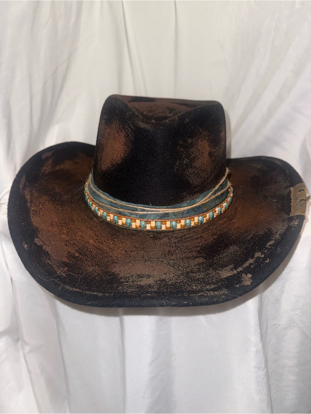 Western Rustic Fedora Hat - Black and Brown - Picture 7 of 8